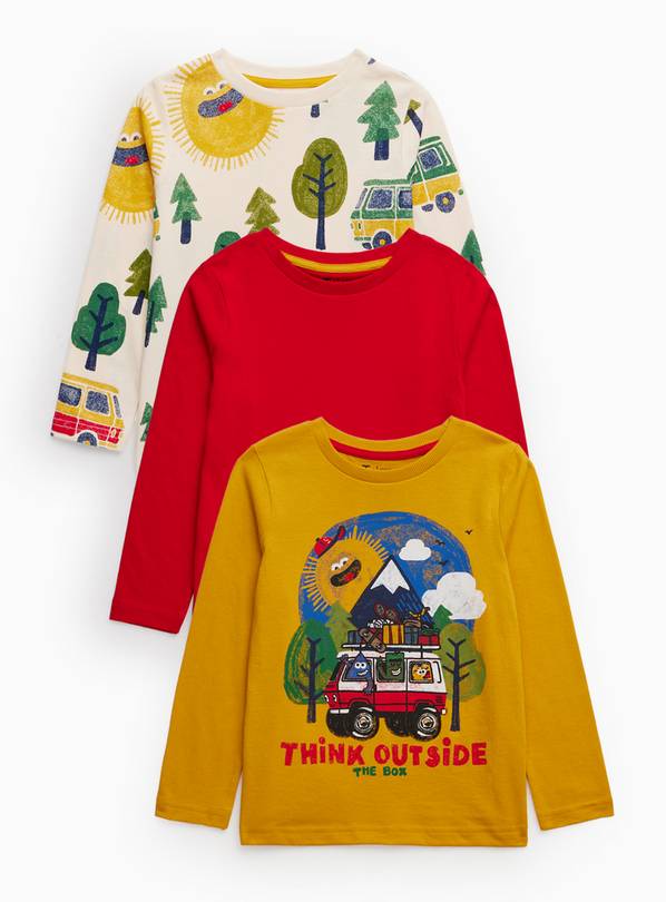 Bright Campervan Print Long Sleeve T-Shirts 3 Pack 1-2 years